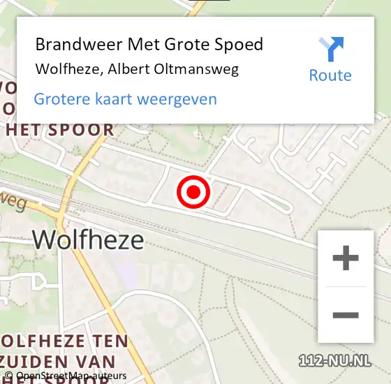 Locatie op kaart van de 112 melding: Brandweer Met Grote Spoed Naar Wolfheze, Albert Oltmansweg op 24 juni 2024 19:53