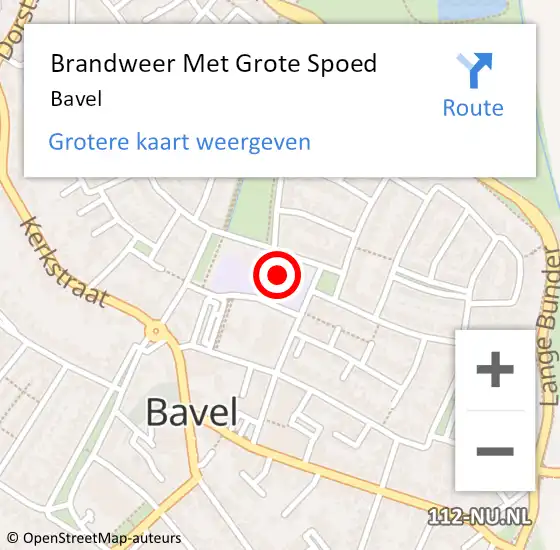 Locatie op kaart van de 112 melding: Brandweer Met Grote Spoed Naar Bavel op 24 juni 2024 19:55