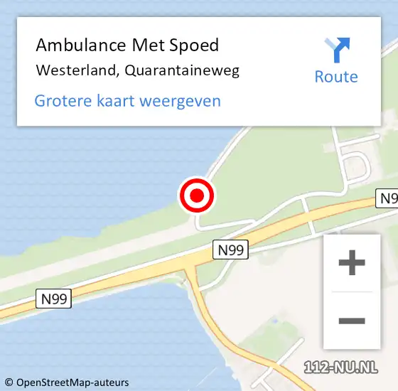 Locatie op kaart van de 112 melding: Ambulance Met Spoed Naar Westerland, Quarantaineweg op 24 juni 2024 19:56