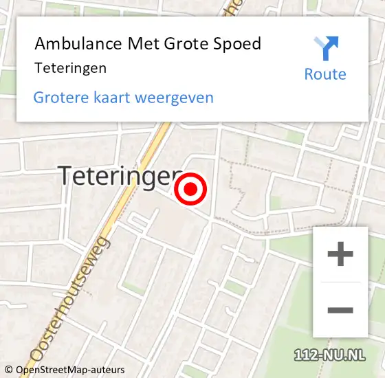 Locatie op kaart van de 112 melding: Ambulance Met Grote Spoed Naar Teteringen op 24 juni 2024 20:03