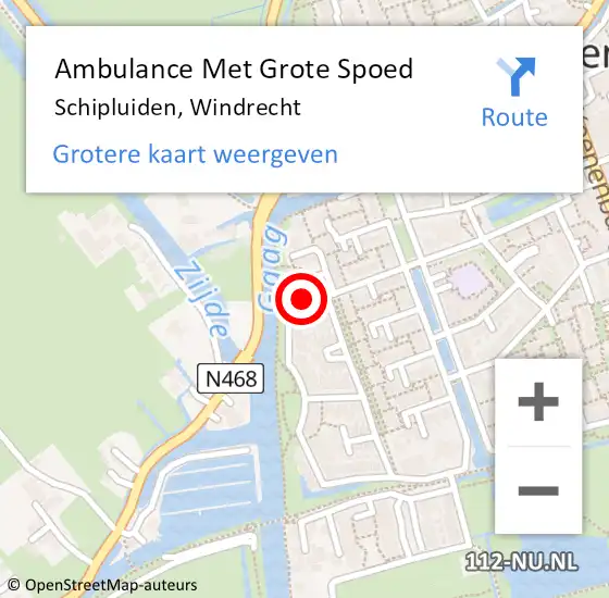 Locatie op kaart van de 112 melding: Ambulance Met Grote Spoed Naar Schipluiden, Windrecht op 10 oktober 2014 15:31