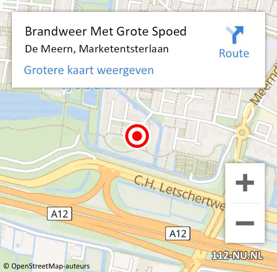 Locatie op kaart van de 112 melding: Brandweer Met Grote Spoed Naar De Meern, Marketentsterlaan op 24 juni 2024 20:16