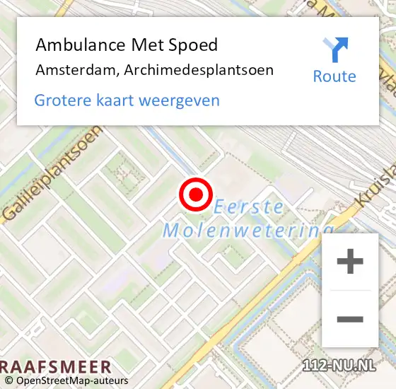 Locatie op kaart van de 112 melding: Ambulance Met Spoed Naar Amsterdam, Archimedesplantsoen op 24 juni 2024 20:33