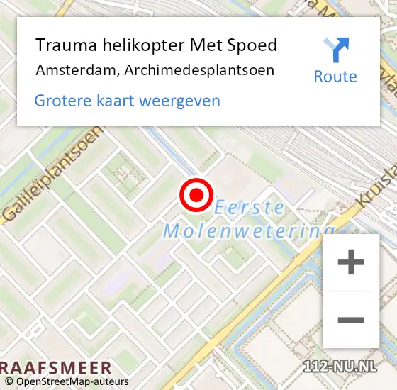 Locatie op kaart van de 112 melding: Trauma helikopter Met Spoed Naar Amsterdam, Archimedesplantsoen op 24 juni 2024 20:34