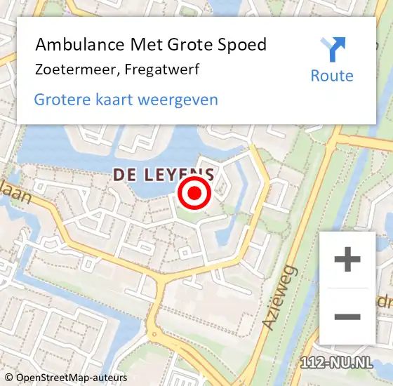 Locatie op kaart van de 112 melding: Ambulance Met Grote Spoed Naar Zoetermeer, Fregatwerf op 24 juni 2024 20:37