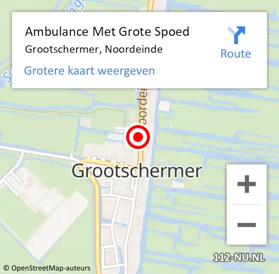 Locatie op kaart van de 112 melding: Ambulance Met Grote Spoed Naar Grootschermer, Noordeinde op 24 juni 2024 20:52