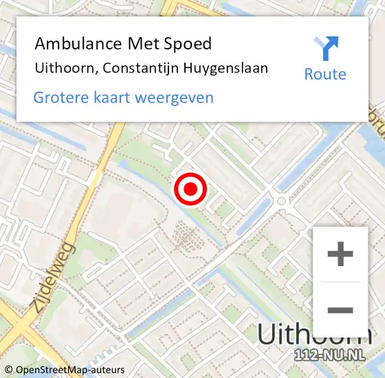 Locatie op kaart van de 112 melding: Ambulance Met Spoed Naar Uithoorn, Constantijn Huygenslaan op 24 juni 2024 20:58