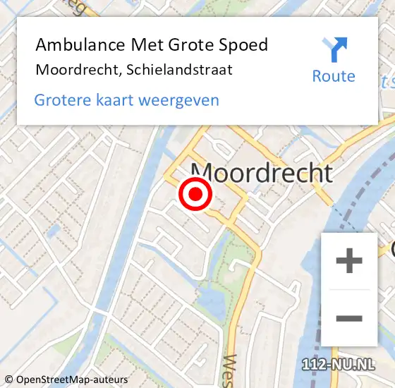 Locatie op kaart van de 112 melding: Ambulance Met Grote Spoed Naar Moordrecht, Schielandstraat op 24 juni 2024 21:01