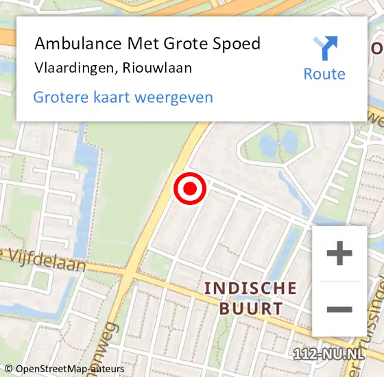 Locatie op kaart van de 112 melding: Ambulance Met Grote Spoed Naar Vlaardingen, Riouwlaan op 24 juni 2024 21:18