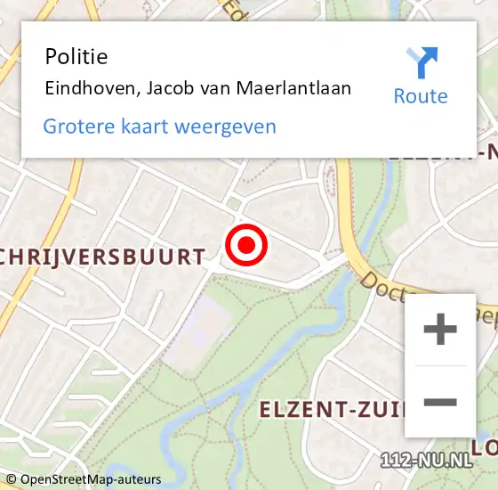 Locatie op kaart van de 112 melding: Politie Eindhoven, Jacob van Maerlantlaan op 24 juni 2024 21:22