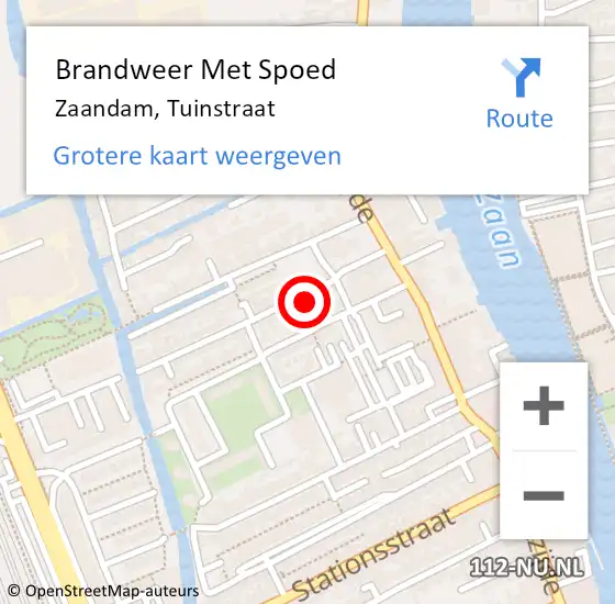 Locatie op kaart van de 112 melding: Brandweer Met Spoed Naar Zaandam, Tuinstraat op 24 juni 2024 21:37