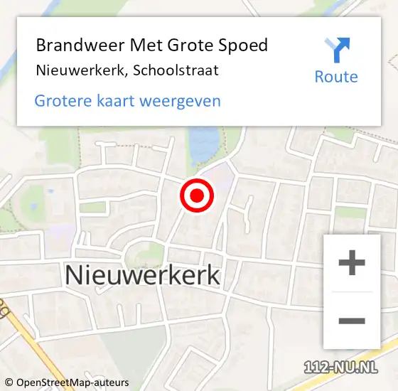 Locatie op kaart van de 112 melding: Brandweer Met Grote Spoed Naar Nieuwerkerk, Schoolstraat op 24 juni 2024 21:39