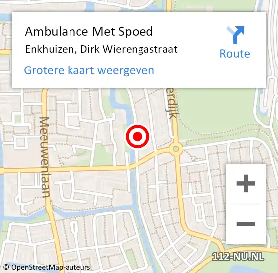 Locatie op kaart van de 112 melding: Ambulance Met Spoed Naar Enkhuizen, Dirk Wierengastraat op 24 juni 2024 22:06