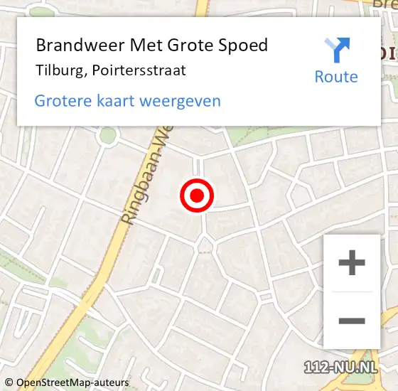 Locatie op kaart van de 112 melding: Brandweer Met Grote Spoed Naar Tilburg, Poirtersstraat op 24 juni 2024 22:08