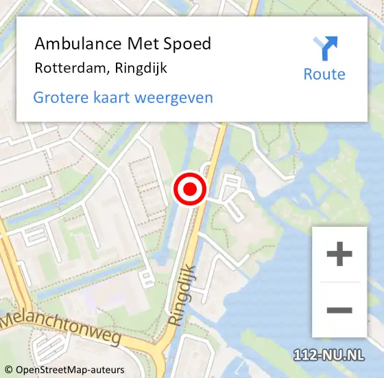 Locatie op kaart van de 112 melding: Ambulance Met Spoed Naar Rotterdam, Ringdijk op 24 juni 2024 22:12