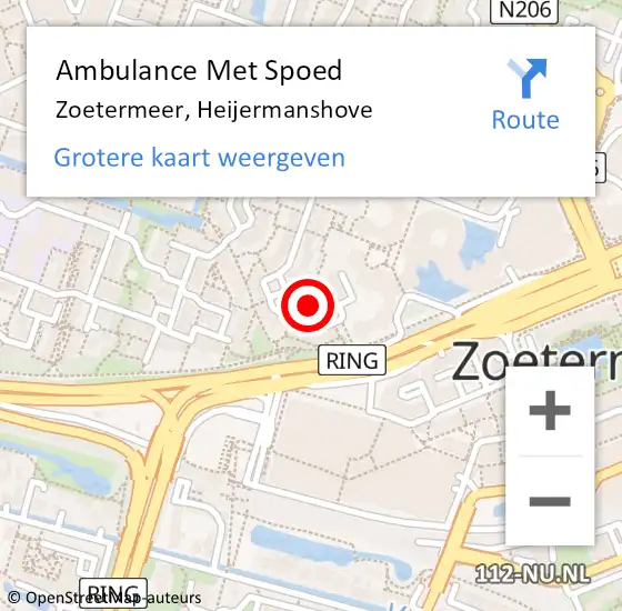 Locatie op kaart van de 112 melding: Ambulance Met Spoed Naar Zoetermeer, Heijermanshove op 24 juni 2024 22:18