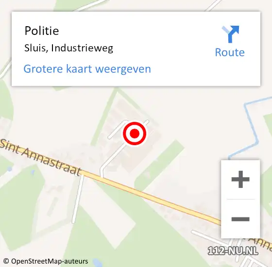 Locatie op kaart van de 112 melding: Politie Sluis, Industrieweg op 10 oktober 2014 15:40