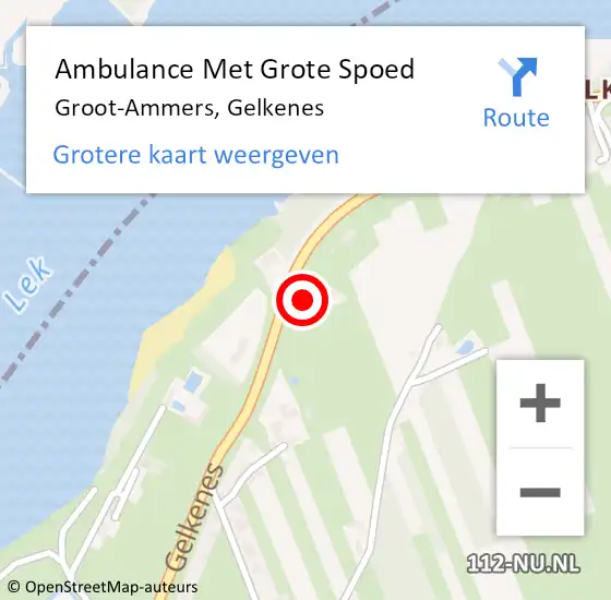 Locatie op kaart van de 112 melding: Ambulance Met Grote Spoed Naar Groot-Ammers, Gelkenes op 24 juni 2024 22:46