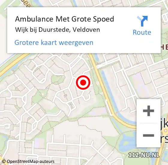 Locatie op kaart van de 112 melding: Ambulance Met Grote Spoed Naar Wijk bij Duurstede, Veldoven op 17 oktober 2013 09:30