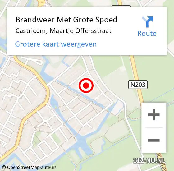 Locatie op kaart van de 112 melding: Brandweer Met Grote Spoed Naar Castricum, Maartje Offersstraat op 24 juni 2024 23:00