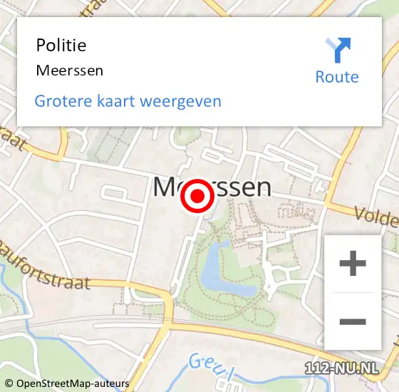 Locatie op kaart van de 112 melding: Politie Meerssen op 24 juni 2024 23:16