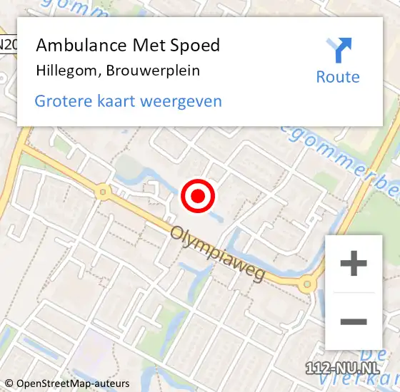 Locatie op kaart van de 112 melding: Ambulance Met Spoed Naar Hillegom, Brouwerplein op 24 juni 2024 23:41