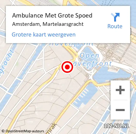 Locatie op kaart van de 112 melding: Ambulance Met Grote Spoed Naar Amsterdam, Martelaarsgracht op 24 juni 2024 23:47