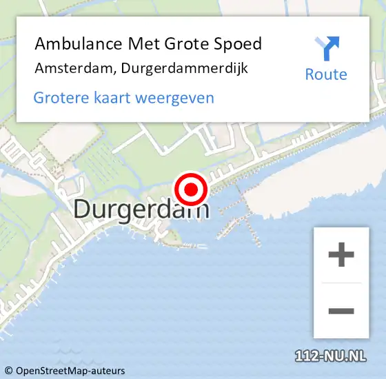 Locatie op kaart van de 112 melding: Ambulance Met Grote Spoed Naar Amsterdam, Durgerdammerdijk op 25 juni 2024 00:40