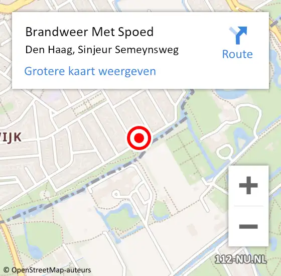 Locatie op kaart van de 112 melding: Brandweer Met Spoed Naar Den Haag, Sinjeur Semeynsweg op 25 juni 2024 00:54