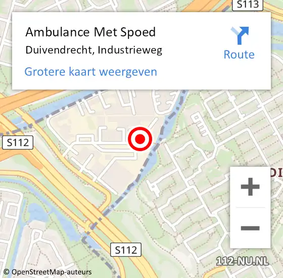 Locatie op kaart van de 112 melding: Ambulance Met Spoed Naar Duivendrecht, Industrieweg op 25 juni 2024 01:00