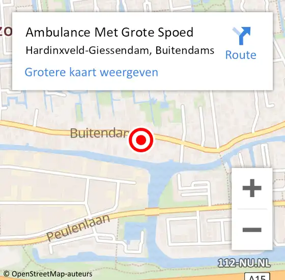 Locatie op kaart van de 112 melding: Ambulance Met Grote Spoed Naar Hardinxveld-Giessendam, Buitendams op 25 juni 2024 01:54