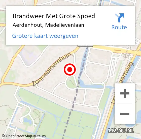 Locatie op kaart van de 112 melding: Brandweer Met Grote Spoed Naar Aerdenhout, Madelievenlaan op 25 juni 2024 02:01