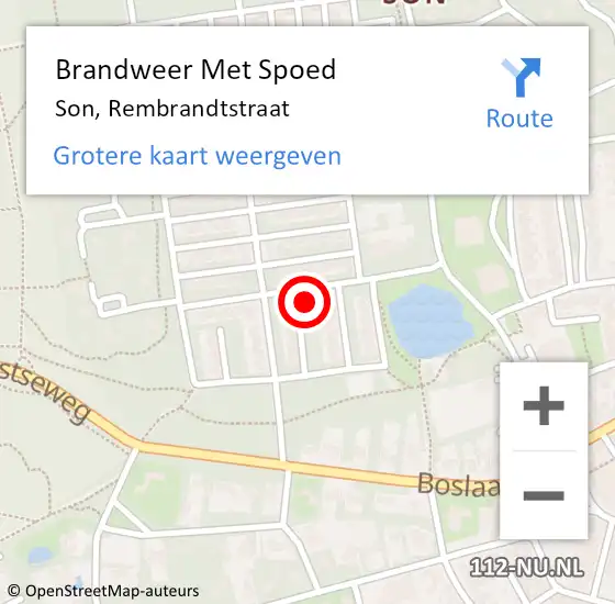 Locatie op kaart van de 112 melding: Brandweer Met Spoed Naar Son, Rembrandtstraat op 25 juni 2024 02:43