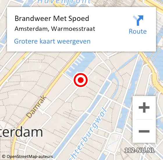 Locatie op kaart van de 112 melding: Brandweer Met Spoed Naar Amsterdam, Warmoesstraat op 25 juni 2024 03:09