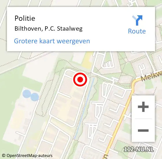 Locatie op kaart van de 112 melding: Politie Bilthoven, P.C. Staalweg op 25 juni 2024 03:18