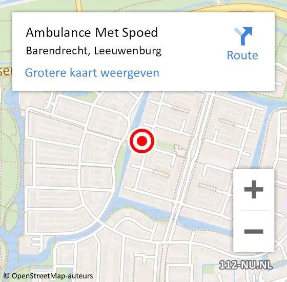 Locatie op kaart van de 112 melding: Ambulance Met Spoed Naar Barendrecht, Leeuwenburg op 25 juni 2024 03:22