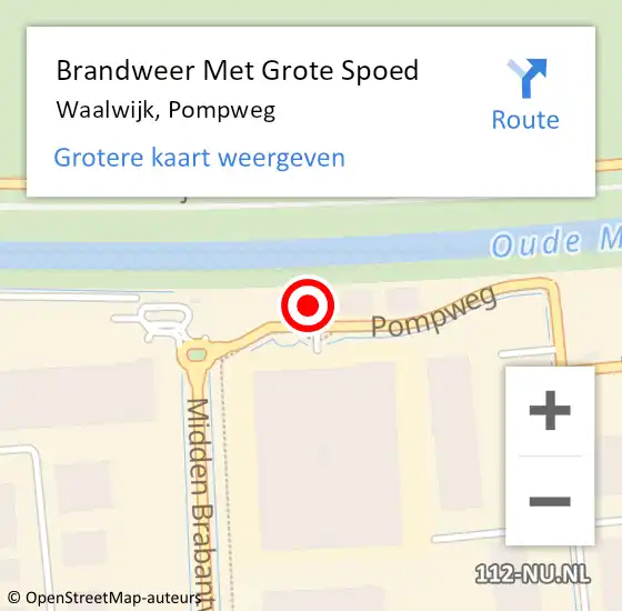 Locatie op kaart van de 112 melding: Brandweer Met Grote Spoed Naar Waalwijk, Pompweg op 25 juni 2024 04:23