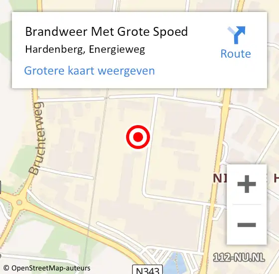 Locatie op kaart van de 112 melding: Brandweer Met Grote Spoed Naar Hardenberg, Energieweg op 25 juni 2024 04:30