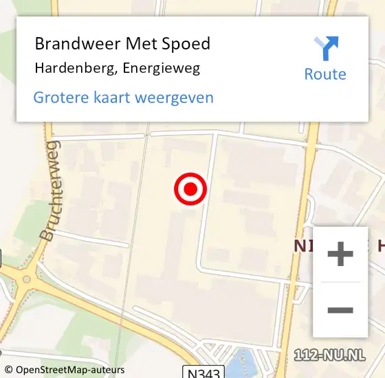 Locatie op kaart van de 112 melding: Brandweer Met Spoed Naar Hardenberg, Energieweg op 25 juni 2024 04:43