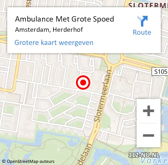 Locatie op kaart van de 112 melding: Ambulance Met Grote Spoed Naar Amsterdam, Herderhof op 25 juni 2024 05:59