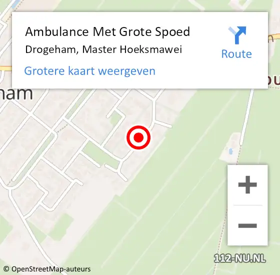 Locatie op kaart van de 112 melding: Ambulance Met Grote Spoed Naar Drogeham, Master Hoeksmawei op 25 juni 2024 06:32