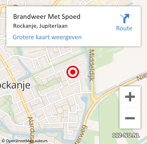 Locatie op kaart van de 112 melding: Brandweer Met Spoed Naar Rockanje, Jupiterlaan op 25 juni 2024 06:33