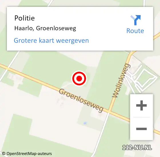 Locatie op kaart van de 112 melding: Politie Haarlo, Groenloseweg op 25 juni 2024 06:49