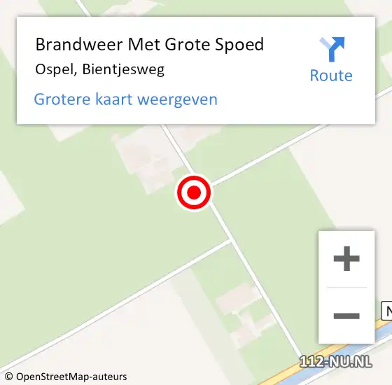 Locatie op kaart van de 112 melding: Brandweer Met Grote Spoed Naar Ospel, Bientjesweg op 25 juni 2024 06:52