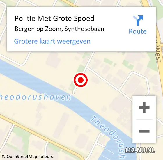 Locatie op kaart van de 112 melding: Politie Met Grote Spoed Naar Bergen op Zoom, Synthesebaan op 25 juni 2024 06:56