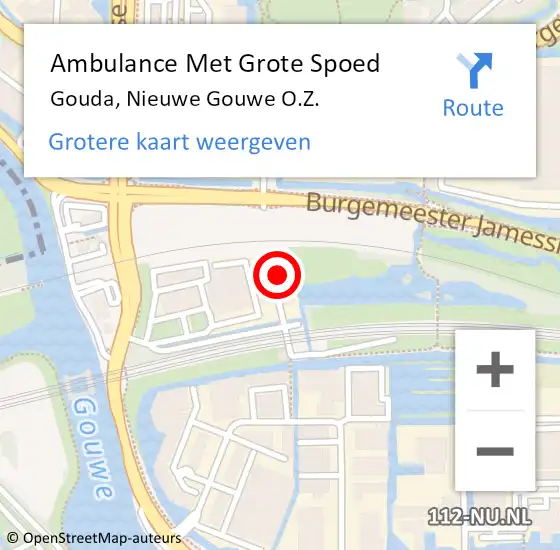 Locatie op kaart van de 112 melding: Ambulance Met Grote Spoed Naar Gouda, Nieuwe Gouwe O.Z. op 25 juni 2024 07:06