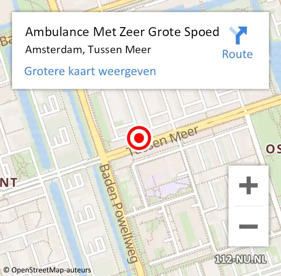 Locatie op kaart van de 112 melding: Ambulance Met Zeer Grote Spoed Naar Amsterdam, Tussen Meer op 25 juni 2024 07:44