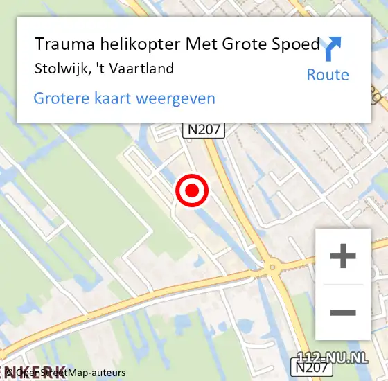 Locatie op kaart van de 112 melding: Trauma helikopter Met Grote Spoed Naar Stolwijk, 't Vaartland op 25 juni 2024 07:47