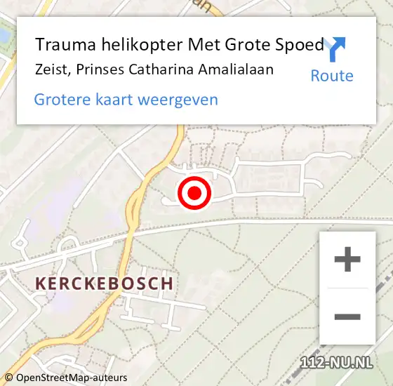 Locatie op kaart van de 112 melding: Trauma helikopter Met Grote Spoed Naar Zeist, Prinses Catharina Amalialaan op 25 juni 2024 07:47