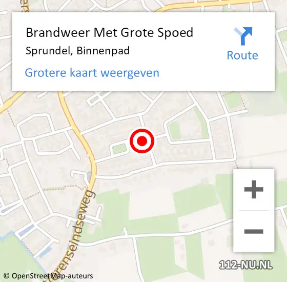 Locatie op kaart van de 112 melding: Brandweer Met Grote Spoed Naar Sprundel, Binnenpad op 25 juni 2024 07:48